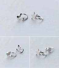 Load image into Gallery viewer, pendientes de plata de ley 2021 con estrellas brillantes para mujer, aretes con Clips
