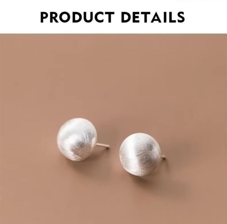 pendientes de plata de ley 925 para mujer, aretes redondos elegantes esmerilados