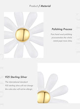 Load image into Gallery viewer, pendientes de plata de ley 925 con diseño de margaritas, aretes sencillos de esmalte blanco