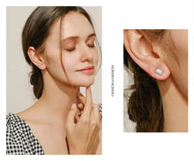 Load image into Gallery viewer, pendientes de plata de primera ley y ópalo para mujer