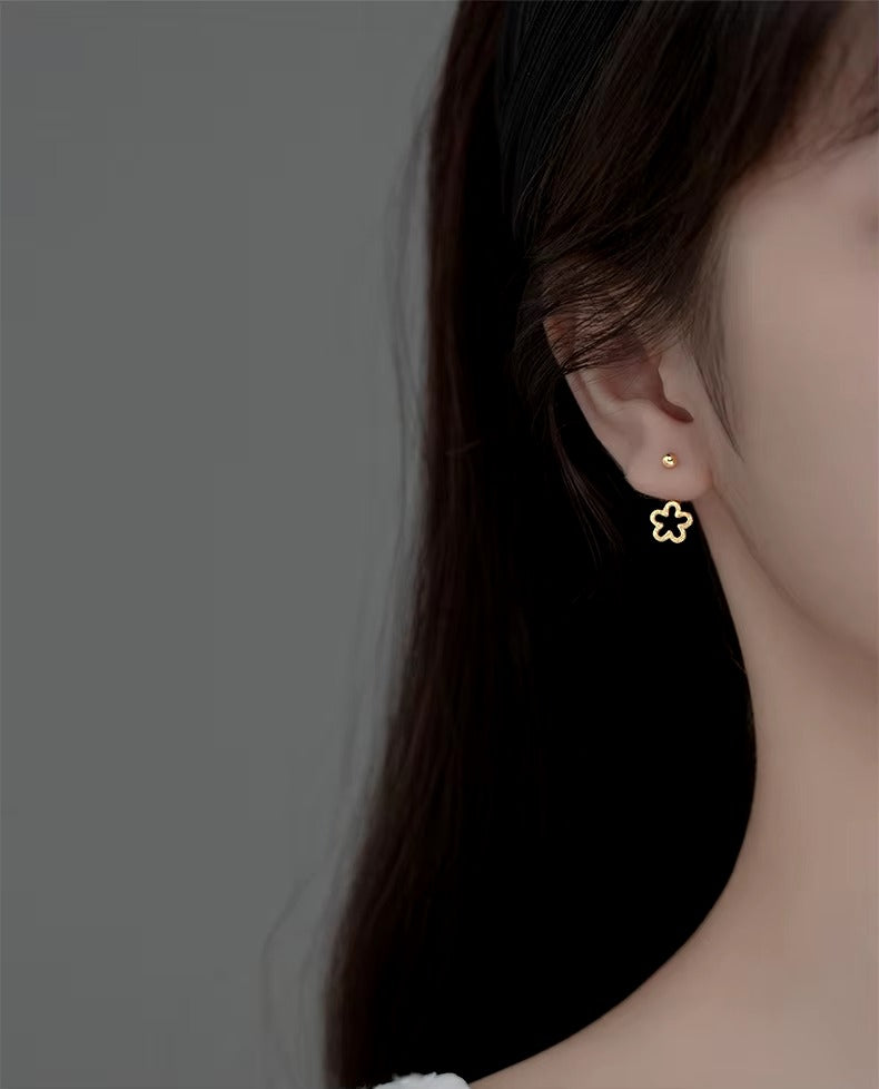 pendientes de plata de ley 925 con forma de flor mate para mujer