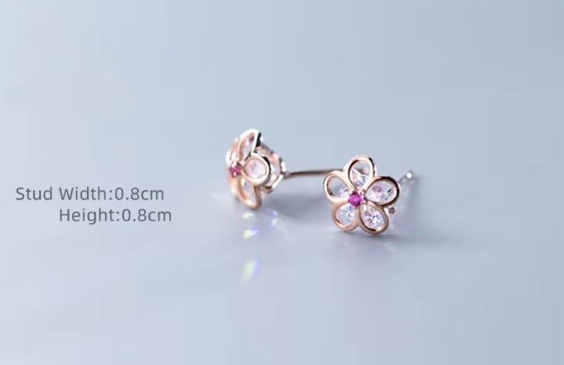 pendientes de plata de ley 100% con circonita de cristal rosa para mujer