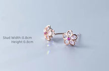Load image into Gallery viewer, pendientes de plata de ley 100% con circonita de cristal rosa para mujer