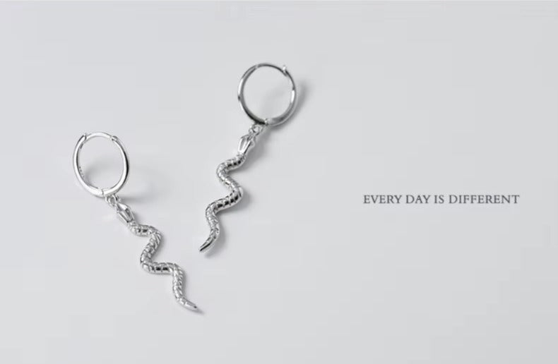 pendientes de plata de ley 925 con forma de serpiente para mujer, aretes colgantes de estilo Vintage