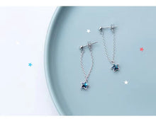 Cargar imagen en el visor de la galería, Venta caliente moda Swing azul estrellas de cristal pendientes de gota 925 Plata de ley