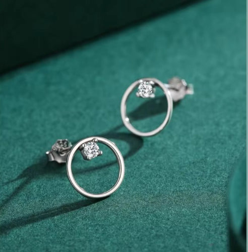 pendientes de plata esterlina 100% 925, joyería fina con forma de círculo, Estilo Vintage, minimalista, deslumbrante, para boda