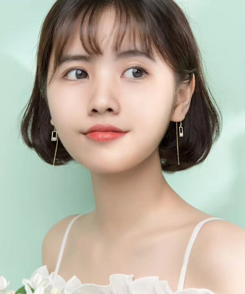 pendientes de gota de perla cuadrada para mujer