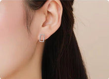 Cargar imagen en el visor de la galería, pendientes geométricos de Plata de Ley 925 auténtica para mujer, joyería fina