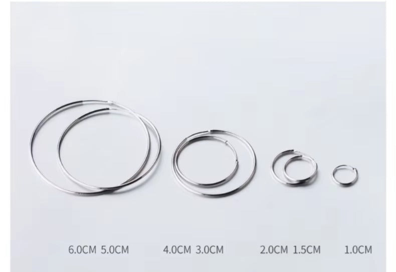 pendientes de aro de Plata de Ley 925 auténtica para mujer