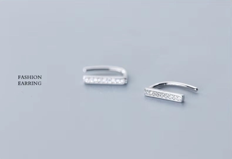 pendientes de plata de ley 925 con forma de U para mujer