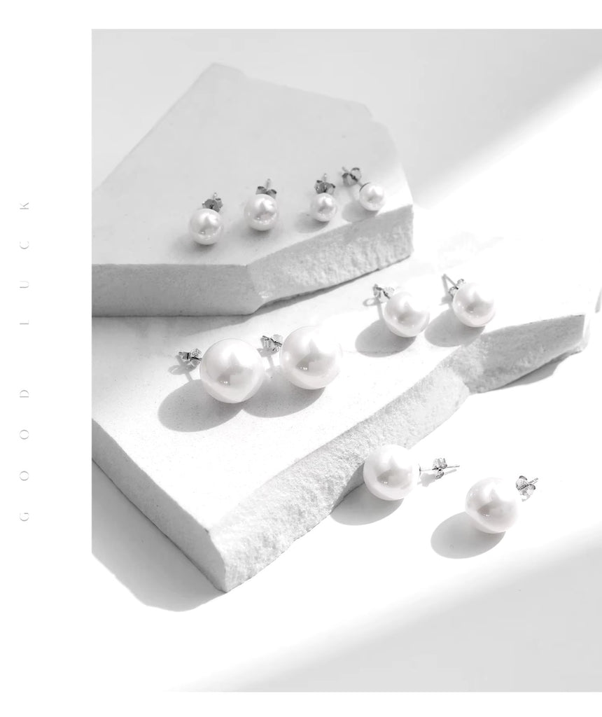 pendientes de plata de ley 925 con perlas de cristal para mujer