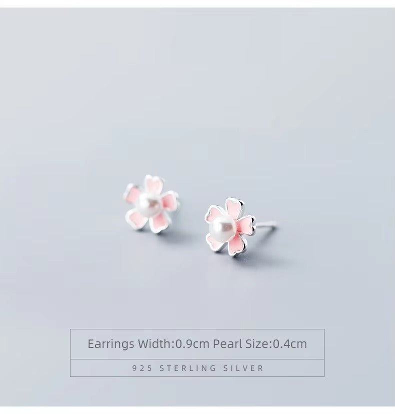 pendientes de plata de ley 925 con forma de planta, joyería de perlas hipoalergénicas