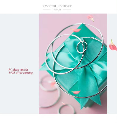 pendientes de aro de Plata de Ley 925 auténtica para mujer