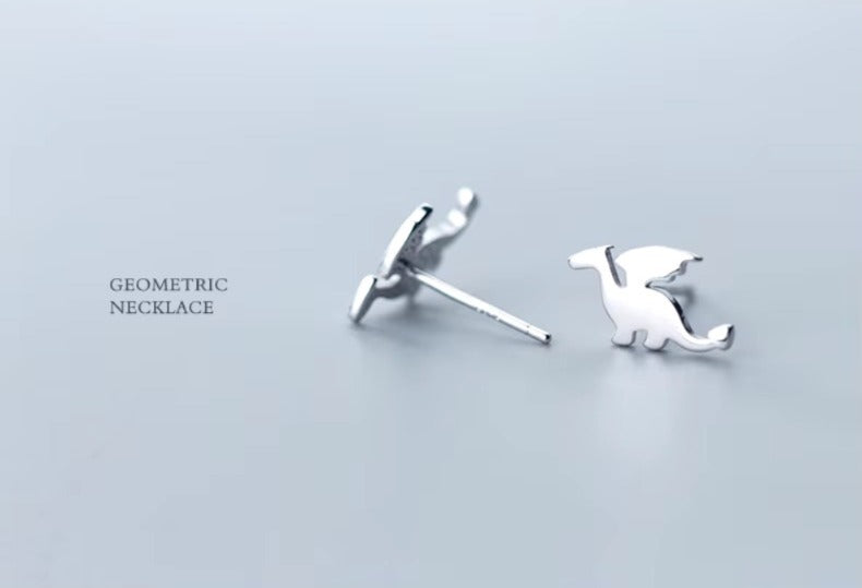 pendientes de tuerca de dinosaurio para mujer, aretes pequeños de Plata de Ley 925