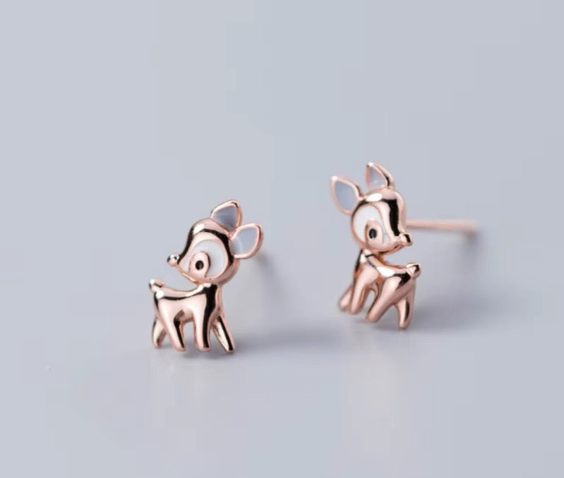 pendientes de tuerca de ciervo para mujer, de plata de ley 100% 925