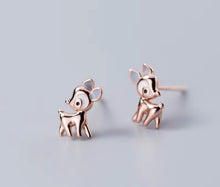 Cargar imagen en el visor de la galería, pendientes de tuerca de ciervo para mujer, de plata de ley 100% 925