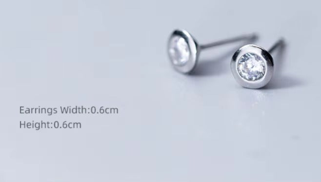 pendientes de plata de ley 925 con circonita AAA para mujer, aretes redondos sencillos