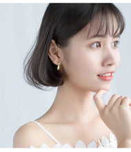 Load image into Gallery viewer, pendientes de aro de plata de ley 2021 auténtica para mujer, aretes redondos con abalorio de columpio de estrellas