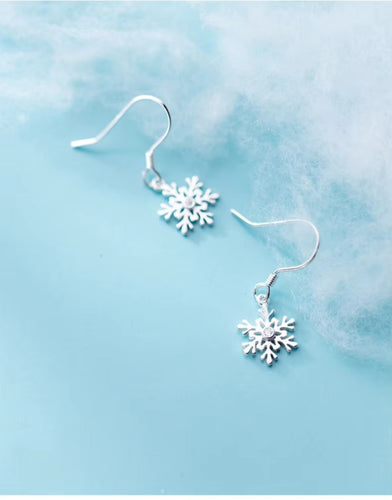 pendientes colgantes minimalistas con forma de copo de nieve para mujer, joyería coreana