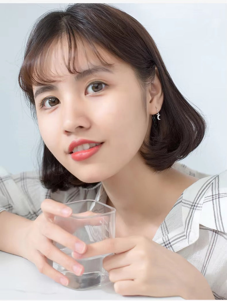 pendientes de aro de Plata de Ley 925 con forma de Luna y estrella centelleante para mujer