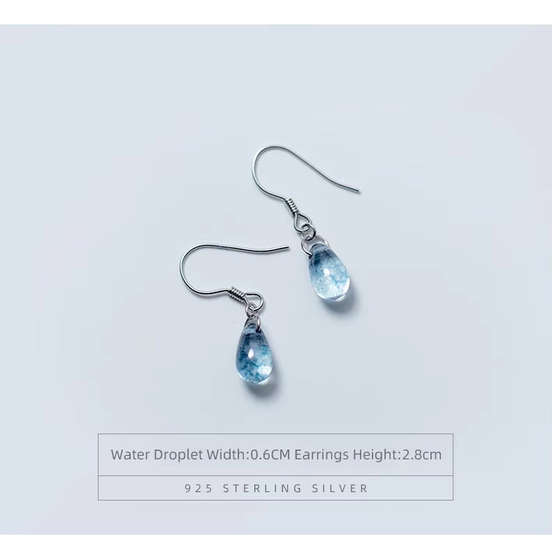 Pendientes colgantes de cristal azul para mujer