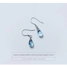 Load image into Gallery viewer, Pendientes colgantes de cristal azul para mujer