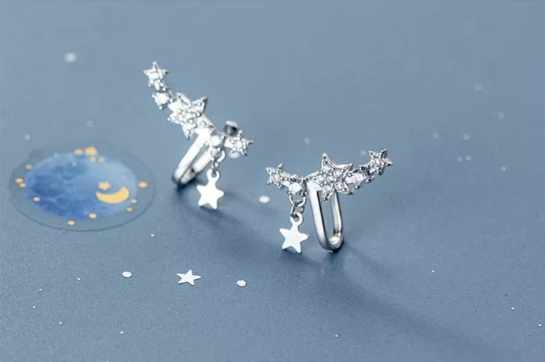 pendientes de plata esterlina 925 auténtica para mujer, aretes de circonita parpadeante con Clips