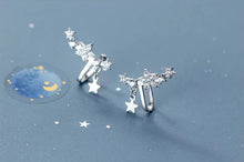 Load image into Gallery viewer, pendientes de plata esterlina 925 auténtica para mujer, aretes de circonita parpadeante con Clips