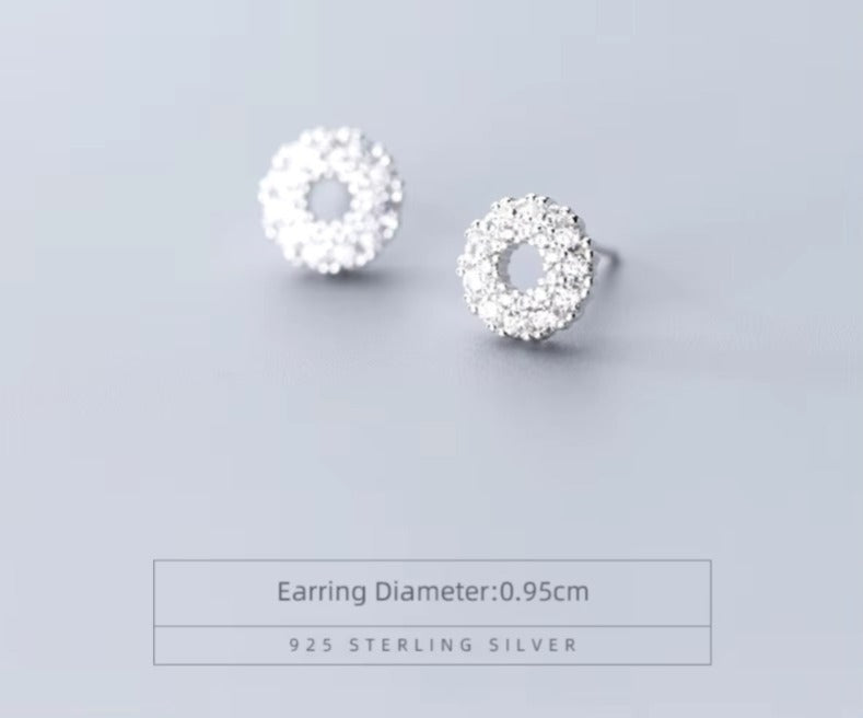 pendientes de plata de ley 925 con circonita radiante para mujer, joyería fina con forma de círculo