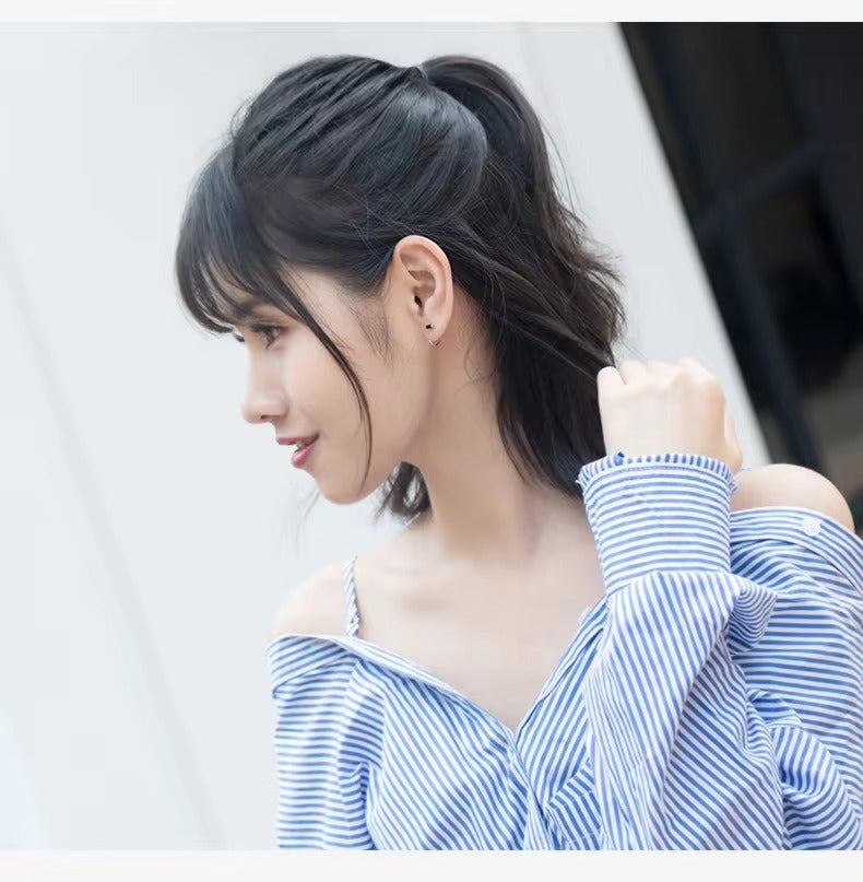 pendientes de aro de plata de obsidiana para mujer