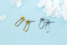 Cargar imagen en el visor de la galería, Rock Punk negro cadena Stud pendientes moda 100% Plata de Ley 925 colgante