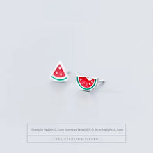 Cargar imagen en el visor de la galería, Venta caliente playa fresca sandía Stud pendientes 925 plata esterlina esmalte lindo pendiente para mujer