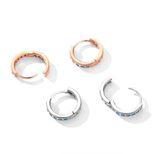 Load image into Gallery viewer, pendientes de aro de Plata de Ley 925 pura para mujer, aretes elegantes de turquesa Natural