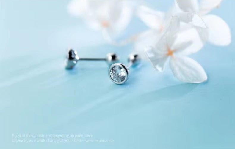 pendientes de plata de ley 925 con zirconia cúbica, joyería con cierre de tipo tuerca, para mujeres