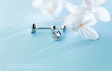 Load image into Gallery viewer, pendientes de plata de ley 925 con zirconia cúbica, joyería con cierre de tipo tuerca, para mujeres