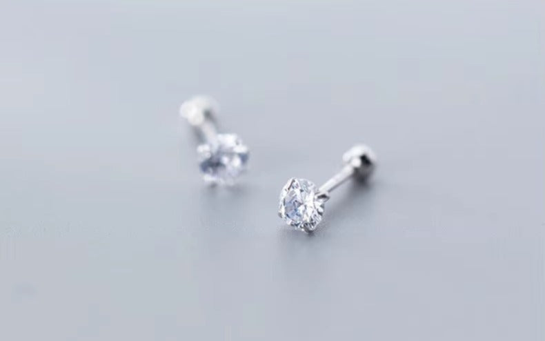 pendientes de tuerca de circonia AAA deslumbrantes para mujer