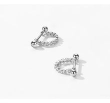 Load image into Gallery viewer, pendientes de aro de Plata de Ley 925 para mujer y niña, aretes redondos y deslumbrantes de circonita transparente