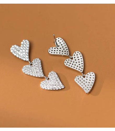pendientes colgantes de corazón a corazones para mujer, de Plata de Ley 925