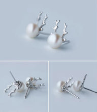 Load image into Gallery viewer, pendientes de plata de ley 925 con diseño de perlas de alce para mujer, joyería de moda