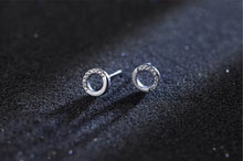 Cargar imagen en el visor de la galería, pendientes redondos de circonita para mujer, joyería fina de Plata de Ley 925