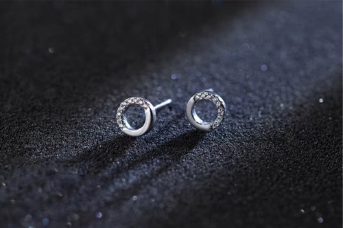 pendientes redondos de circonita para mujer, joyería fina de Plata de Ley 925