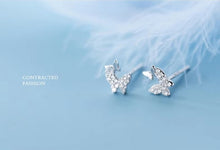 Cargar imagen en el visor de la galería, pendientes de plata esterlina 925 para mujer, joyería fina con forma de mariposa bailarina
