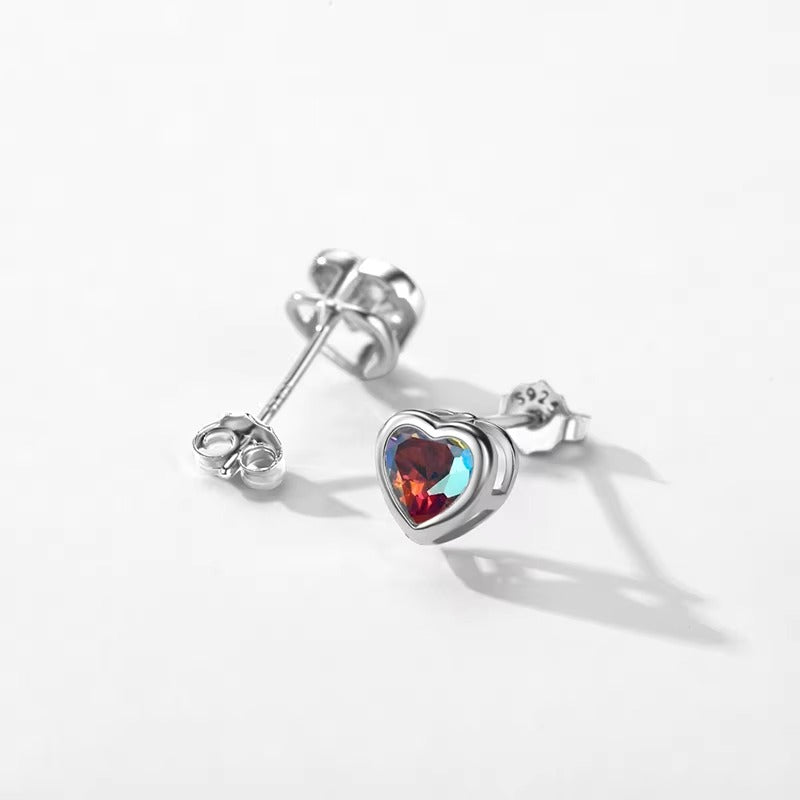 pendientes de plata de ley 925 con forma de corazones pequeños para mujeres