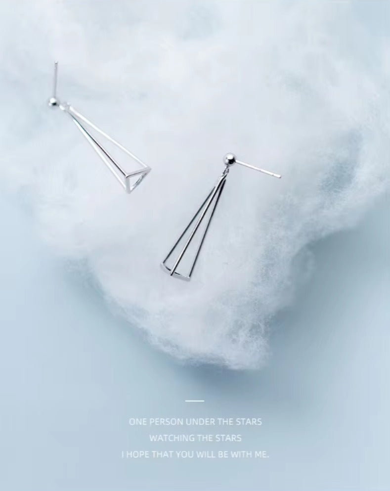 pendientes de plata de ley 925 con forma triangular para mujer