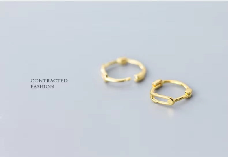 pendientes de plata de ley 925 con Elipse para mujer, aretes de aro geométricos