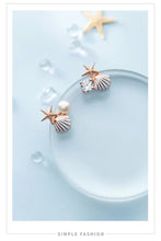 Load image into Gallery viewer, pendientes de plata de ley 925 con forma de concha de estrella de mar para mujer