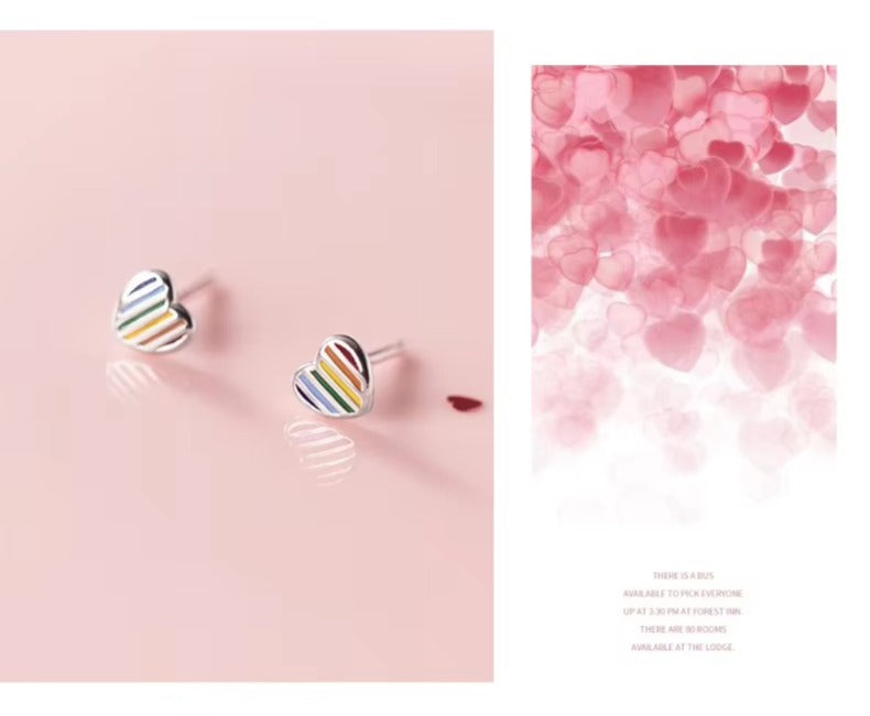 pendientes de plata de ley 925 con corazones de amor, joyería fina con cierre de tuerca