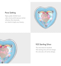 Load image into Gallery viewer, pendientes de plata de ley 925 con corazones esmaltados para mujer
