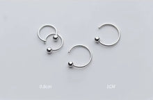 Load image into Gallery viewer, pendientes de aro de plata de ley 2021 auténtica para mujer, aretes de aro sencillos con cuentas redondas