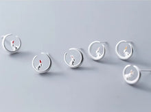 Load image into Gallery viewer, pendientes de plata de ley 100% con forma de corazón y conejo para mujer, joyería fina